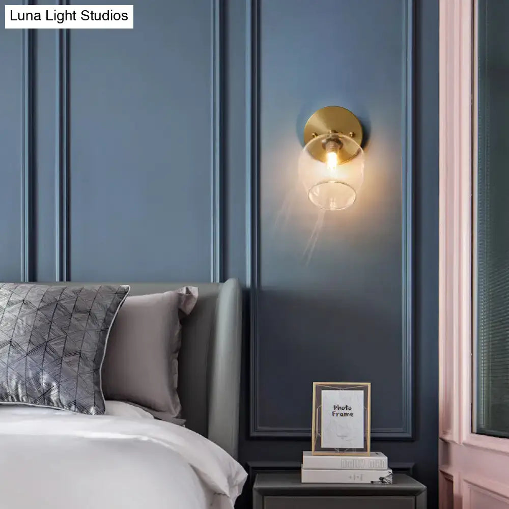 Postmodern brass and glass wall sconce bedroom light bulb included