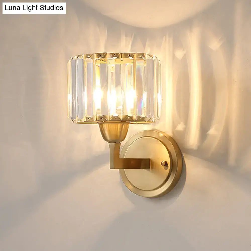 Postmodern brass crystal prism wall lamp bedroom sconce fixture