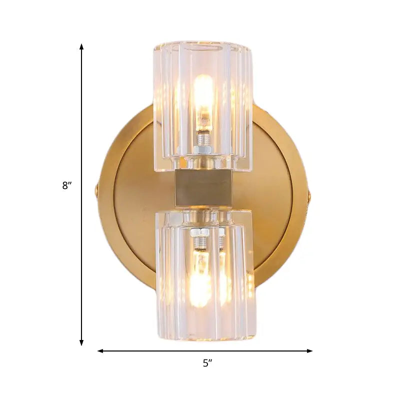 Postmodern brass finish wall light crystal bedroom fixture height
