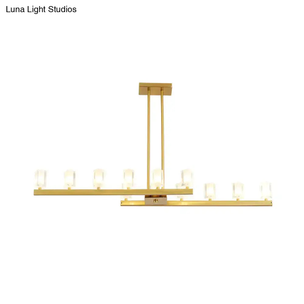 Postmodern brass linear led pendant light dining room crystal accents
