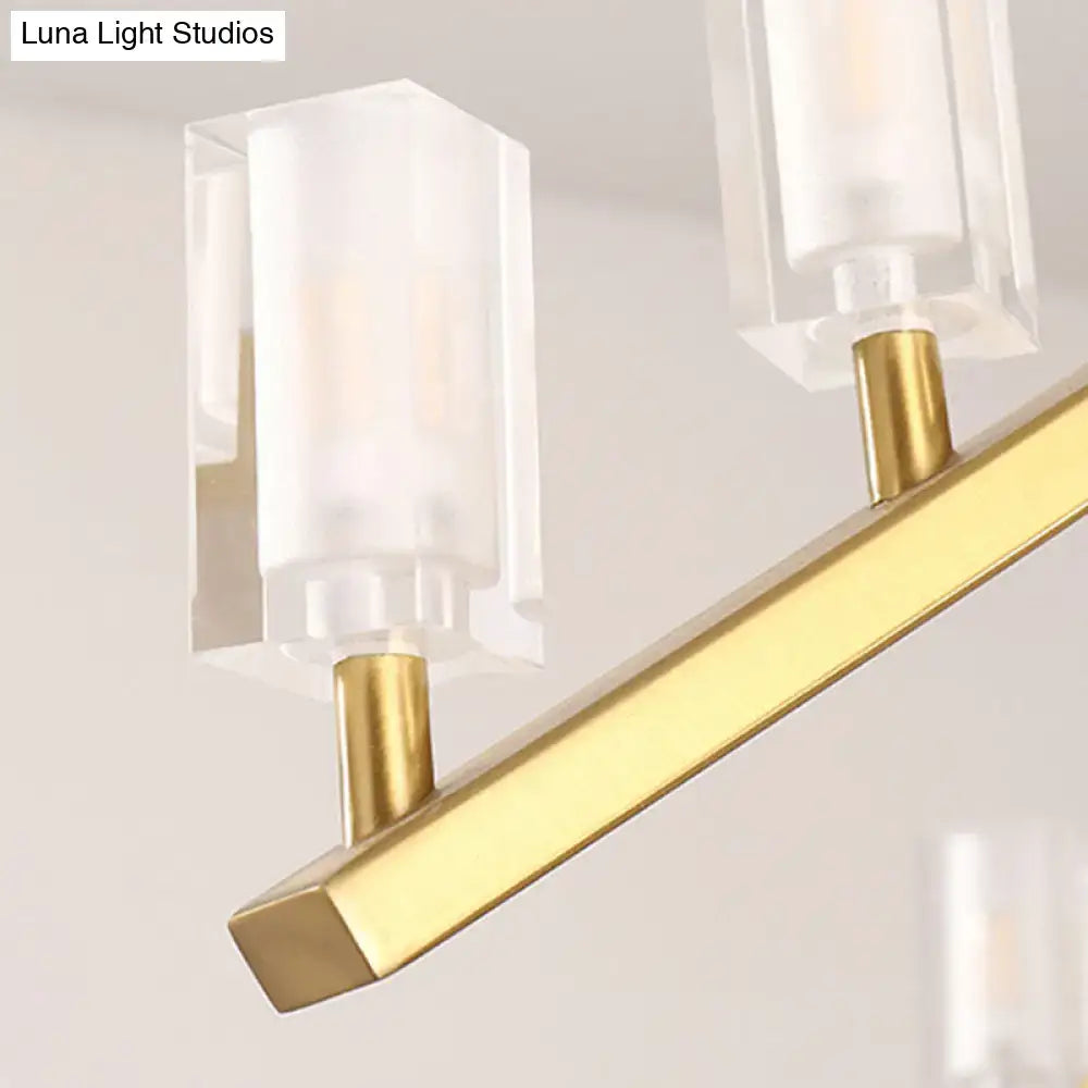 Postmodern brass linear led pendant light dining room crystal accents