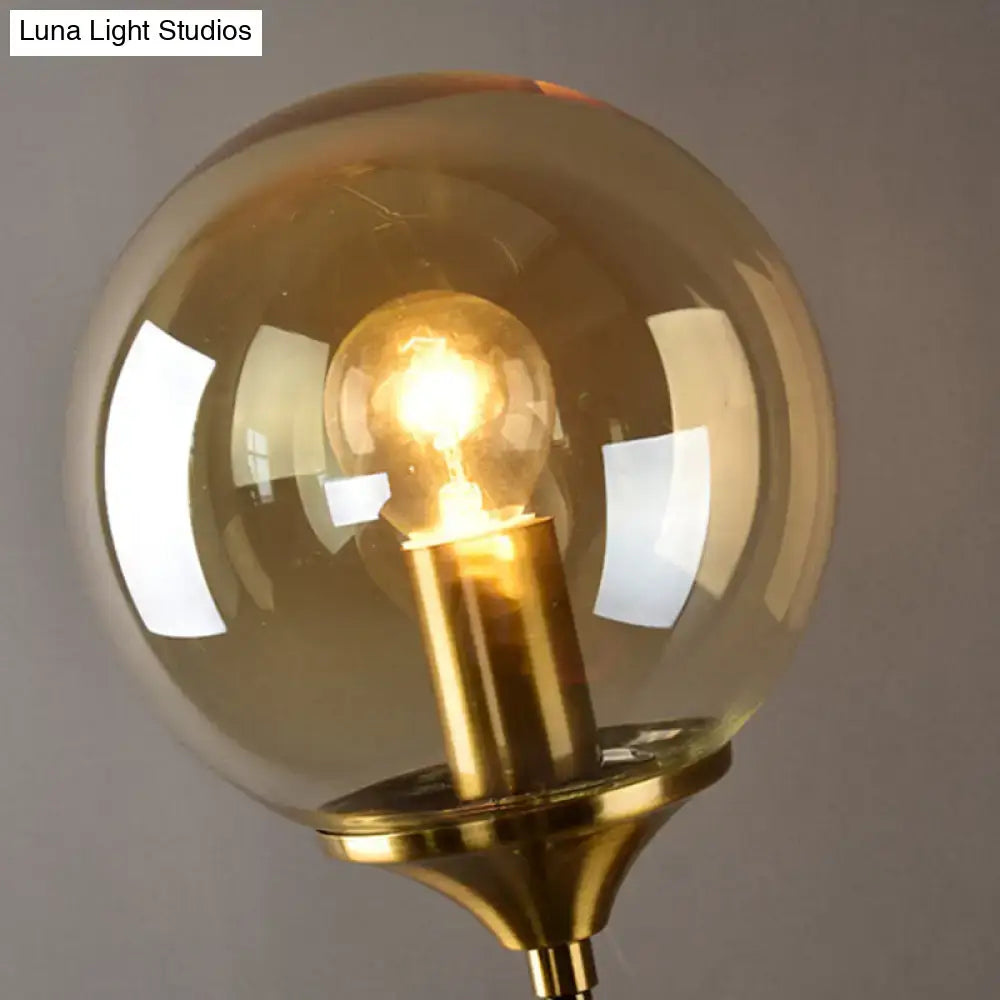 Postmodern brass pencil arm wall lamp with glass shade bedroom sconce