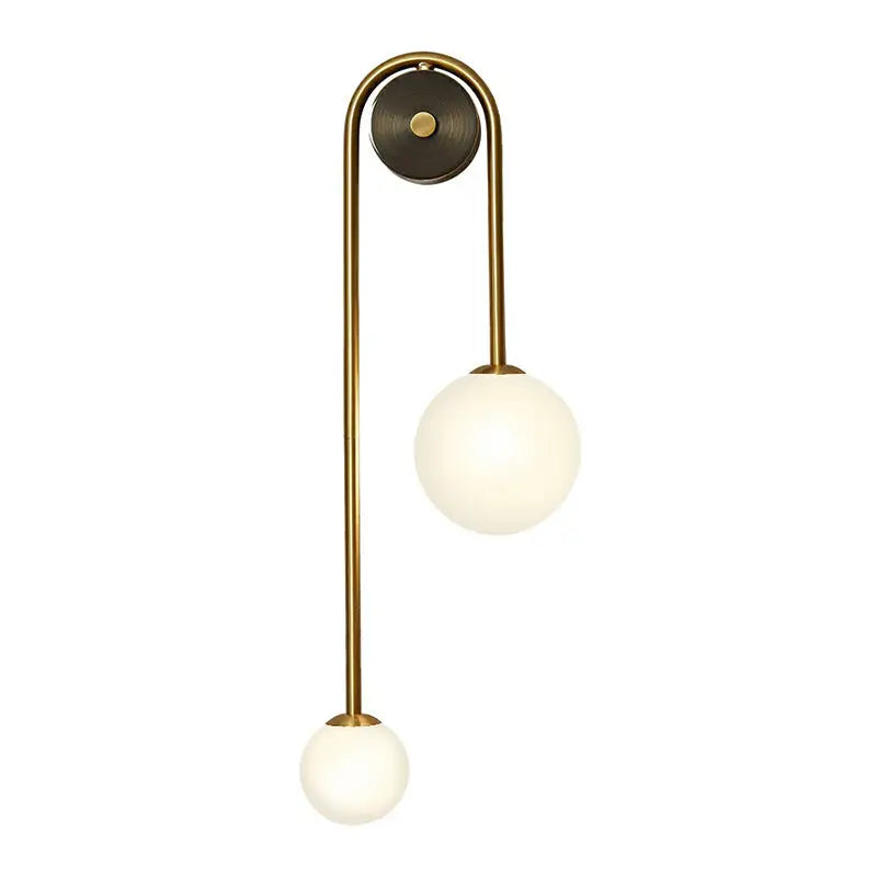 Postmodern brass wall sconce light with opal glass shade bedroom decor