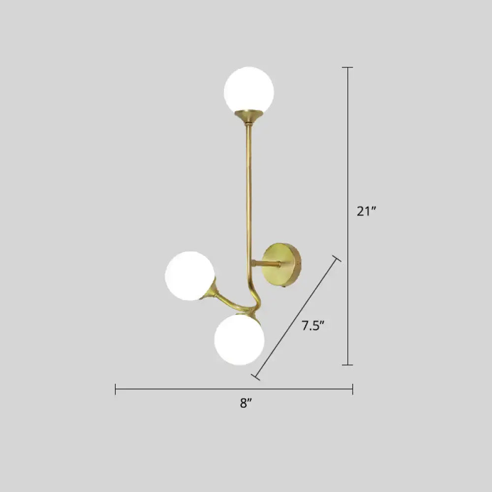 Postmodern brass white glass geometric wall sconce living room