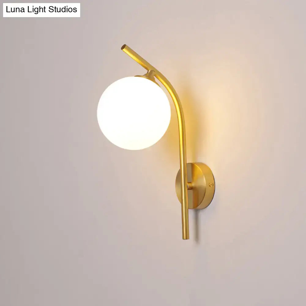 Postmodern brass white glass geometric wall sconce living room