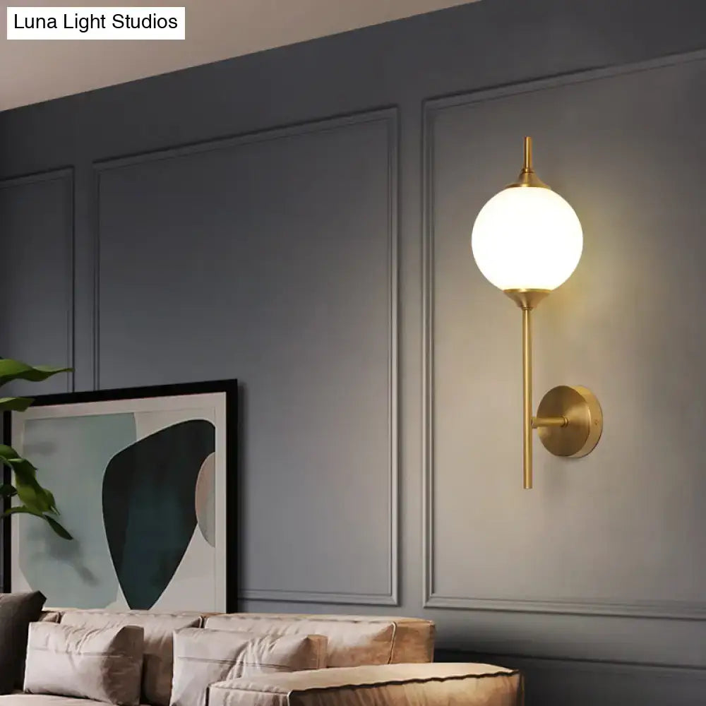 Postmodern brass white glass geometric wall sconce living room