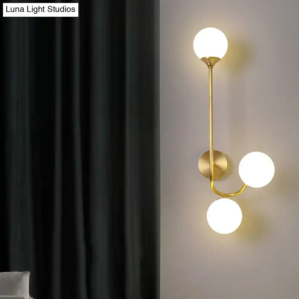 Postmodern brass white glass geometric wall sconce living room
