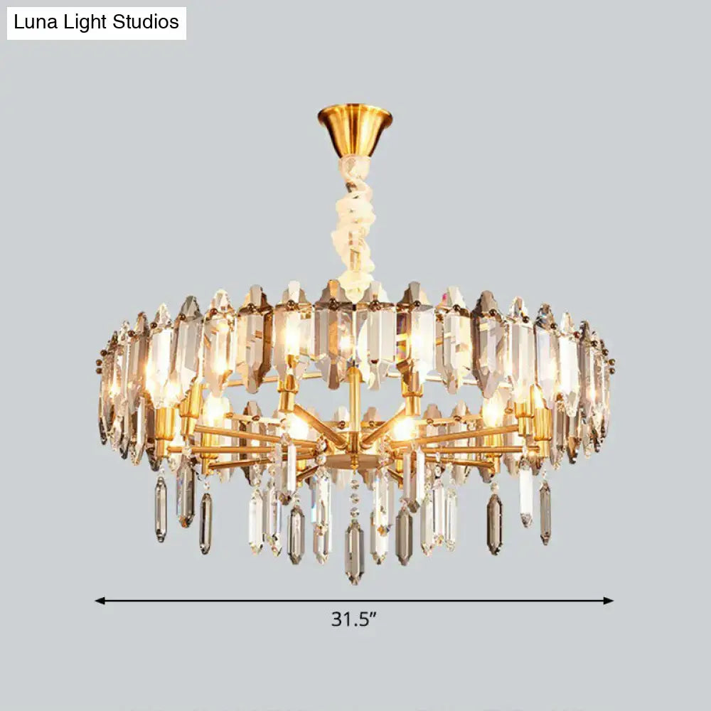 Postmodern crystal chandelier gold loop for living room