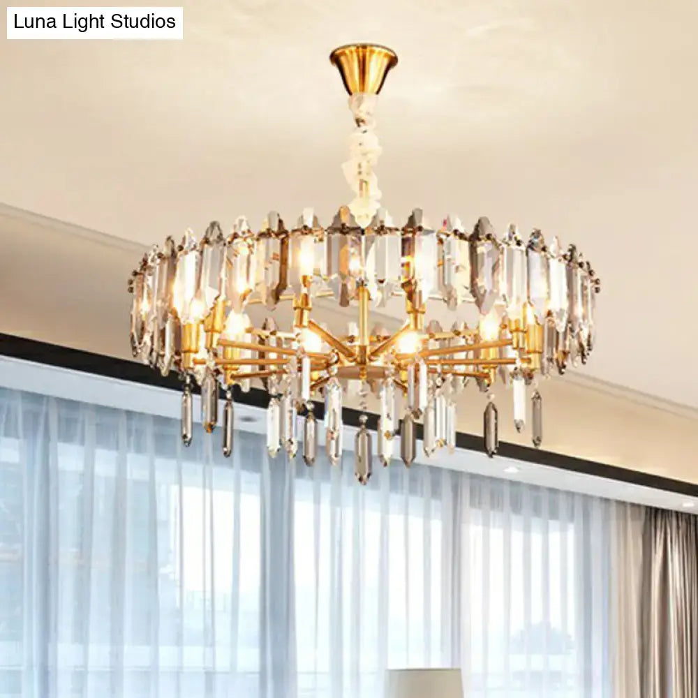 Postmodern crystal chandelier gold loop for living room