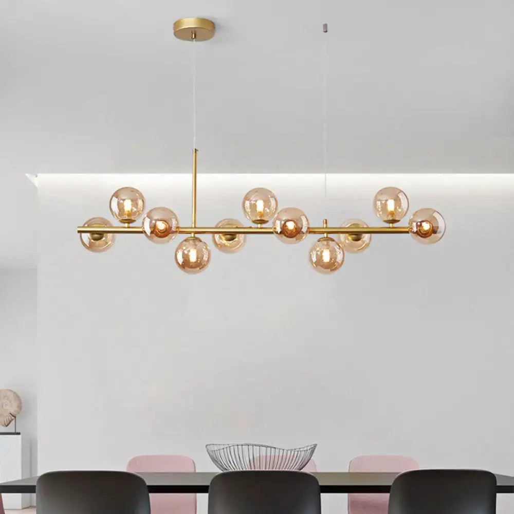 Postmodern glass ball pendant light for kitchen brass & frosted glass