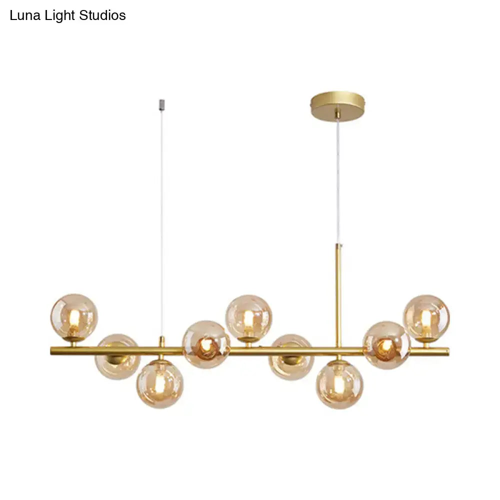 Postmodern glass ball pendant light for kitchen brass & frosted glass
