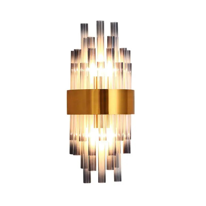 Postmodern gold and gray cylinder wall light – hallway wall lamp
