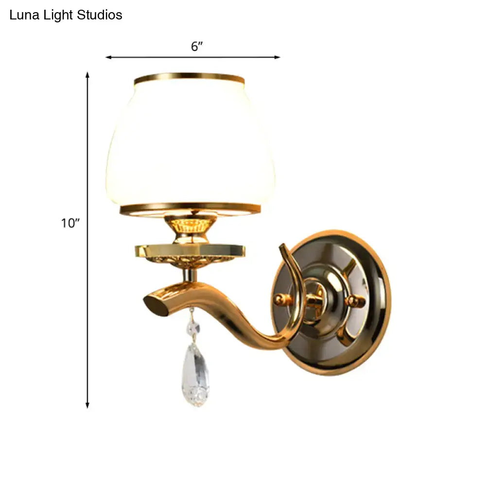 Postmodern gold and white glass crystal drop wall sconce bedroom light