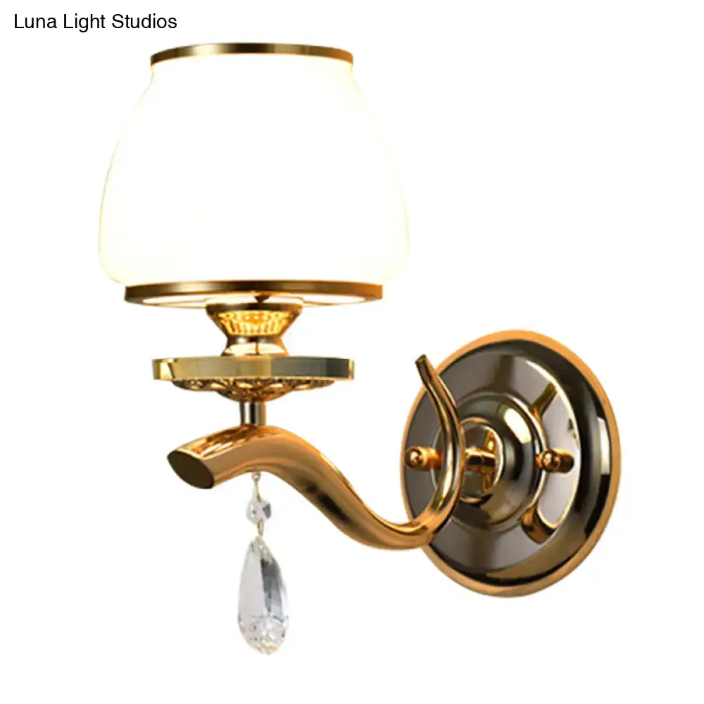 Postmodern gold and white glass crystal drop wall sconce bedroom light