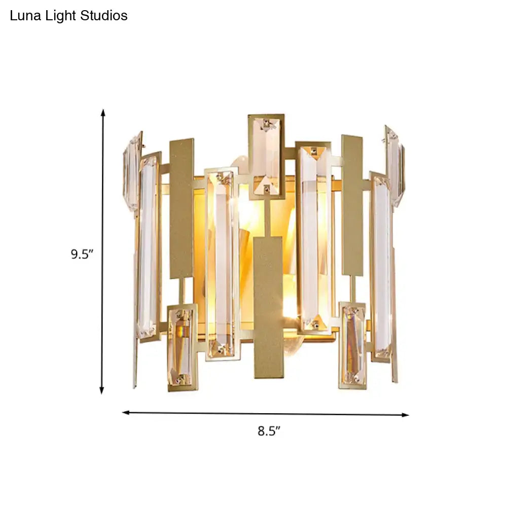 Postmodern gold crystal block wall light fixture living room