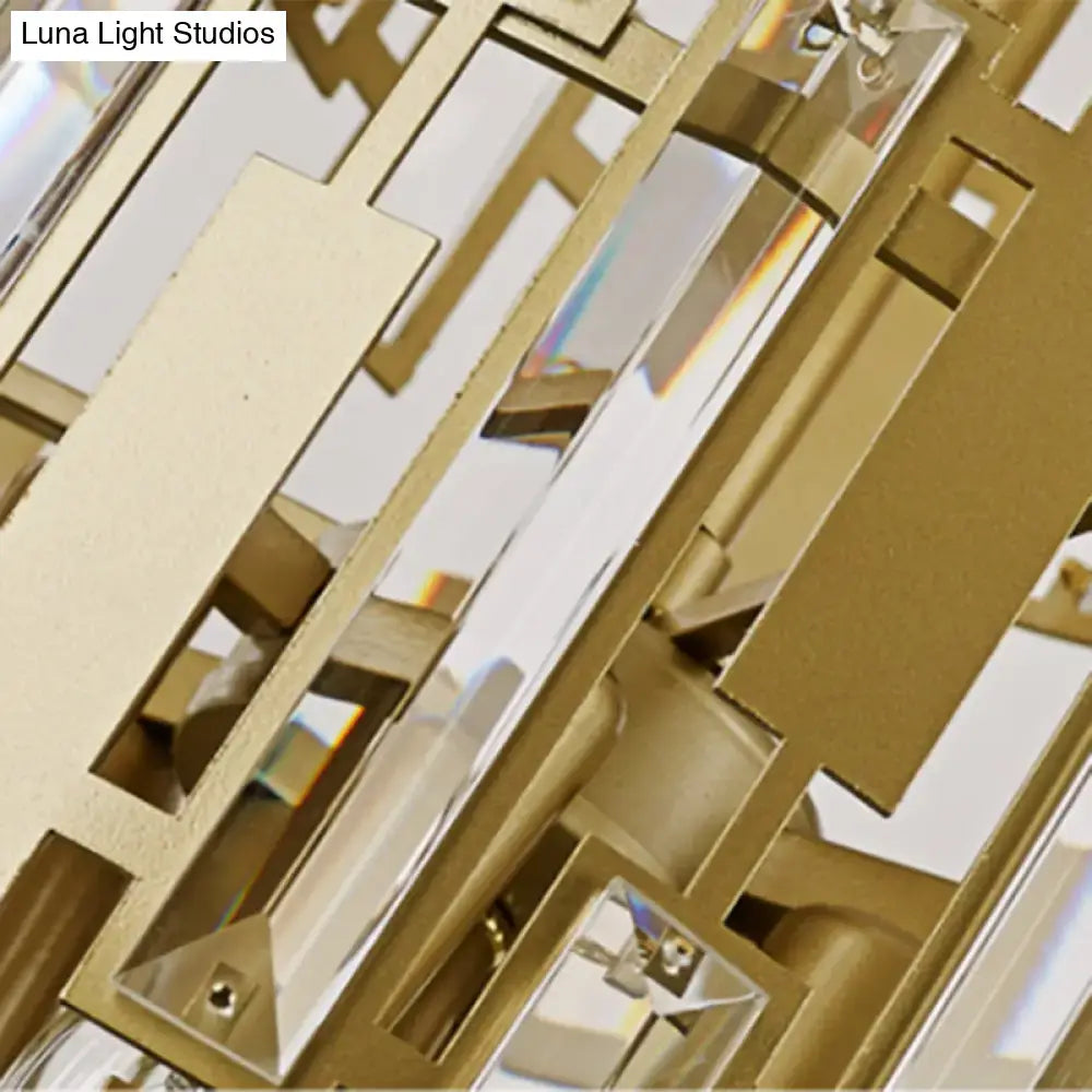 Postmodern gold crystal block wall light fixture living room