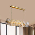 Postmodern gold crystal hexagon shade island light for dining room