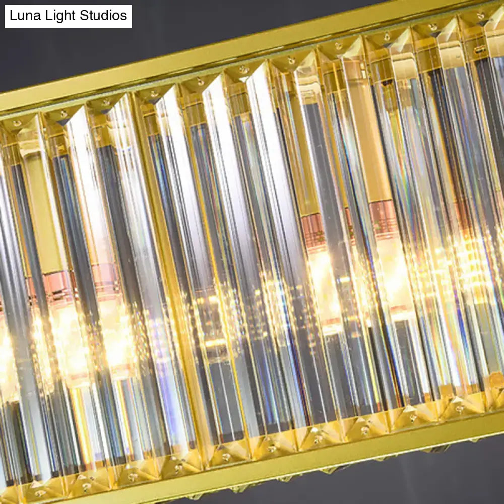 Postmodern gold crystal rod island light for dining room