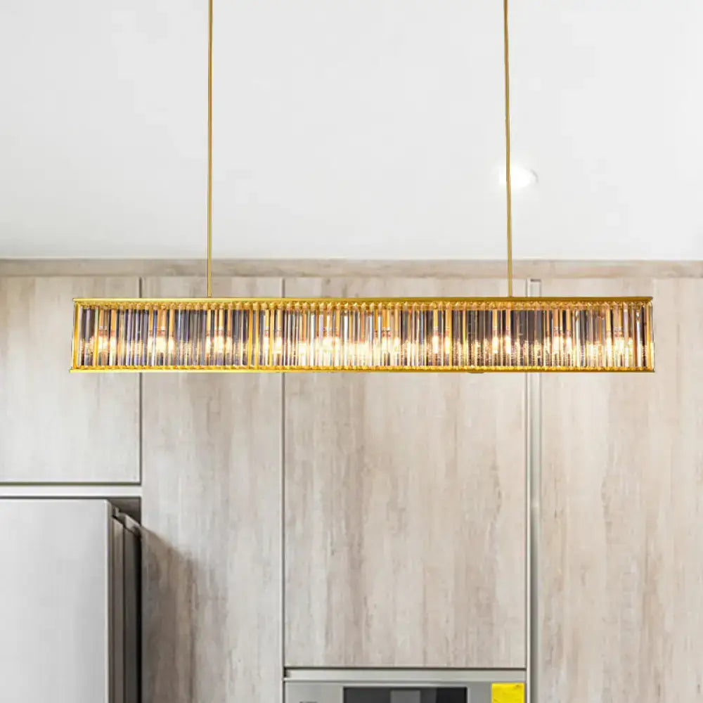 Postmodern gold crystal rod island light for dining room