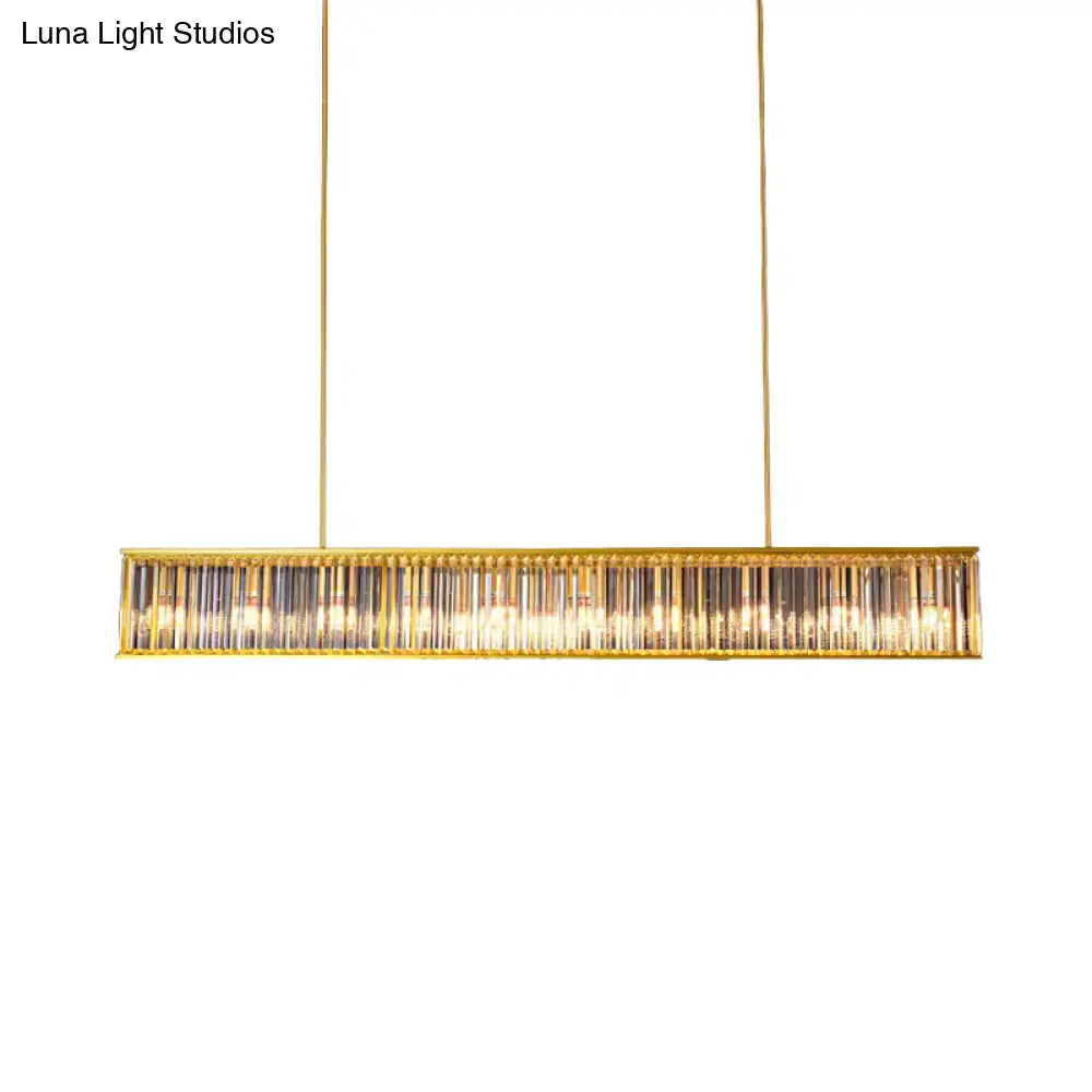 Postmodern gold crystal rod island light for dining room
