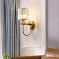 Postmodern gold crystal wall sconce curved arm bedroom light