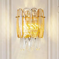 Postmodern gold faceted crystal sconce light for bedroom