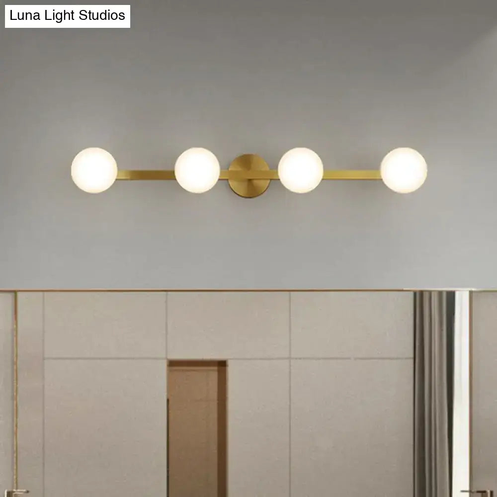 Postmodern gold glass globe wall sconce bathroom fixture height 11in