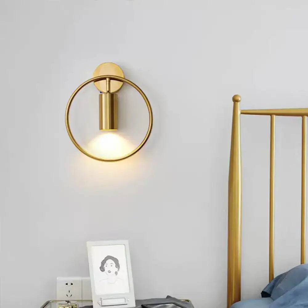 Postmodern gold halo ring wall sconce bedroom 16 inches fixture height
