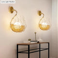 Postmodern gold nest globe glass wall light fixture bedroom sconce