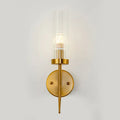 Postmodern gold ribbed glass wall sconce stairway light