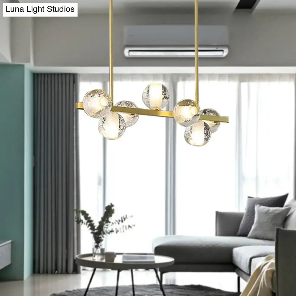 Postmodern gold seeded crystal suspension globe light dining room