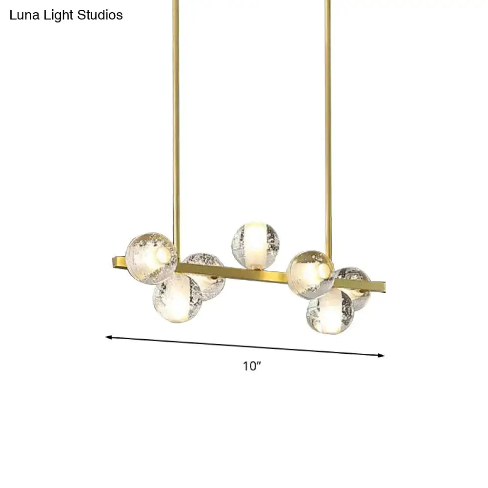 Postmodern gold seeded crystal suspension globe light dining room