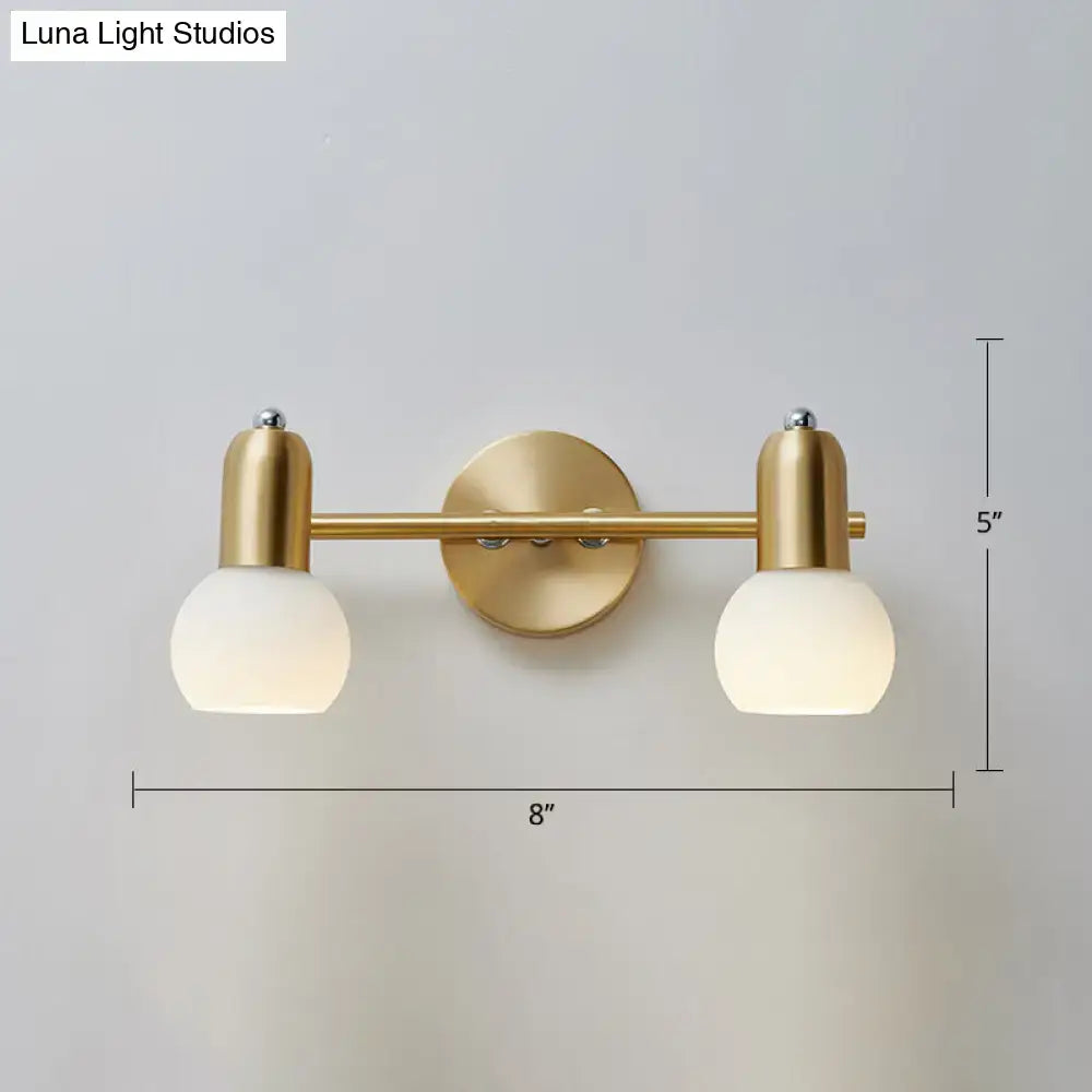 Postmodern gold swivel dome milk glass vanity light bathroom sconce