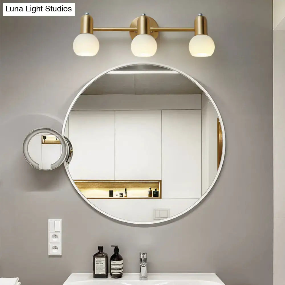Postmodern gold swivel dome milk glass vanity light bathroom sconce