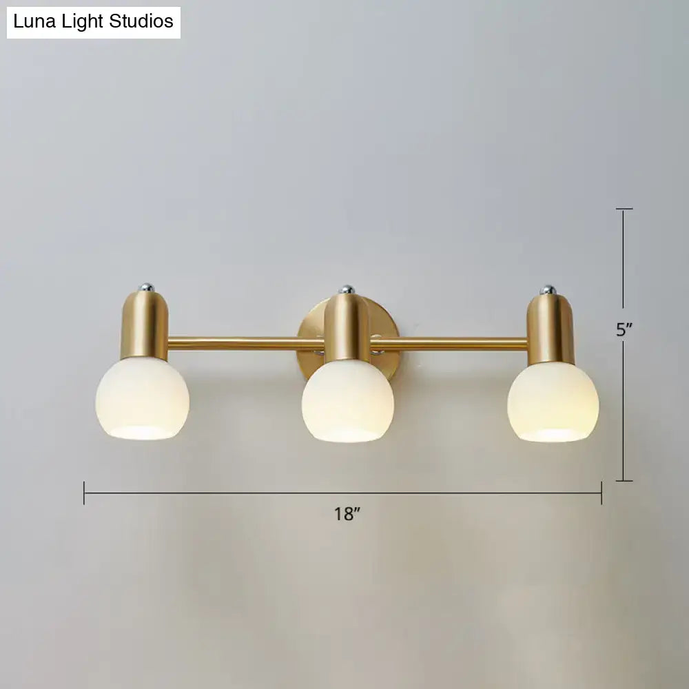 Postmodern gold swivel dome milk glass vanity light bathroom sconce