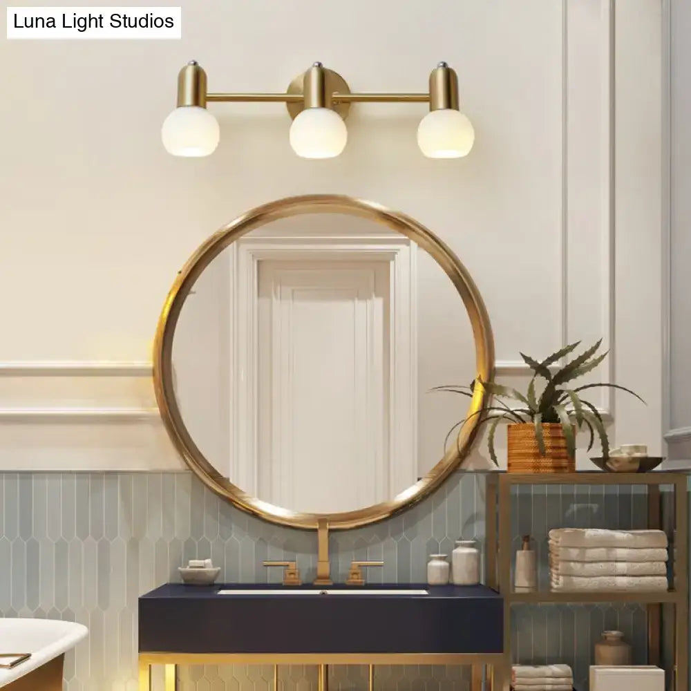 Postmodern gold swivel dome milk glass vanity light bathroom sconce