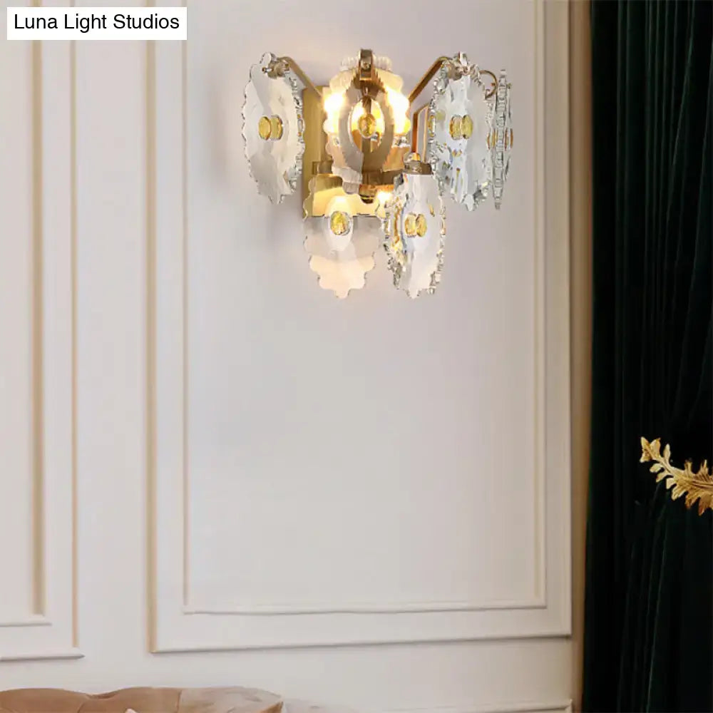 Postmodern green gold gem crystal wall sconce bedroom light