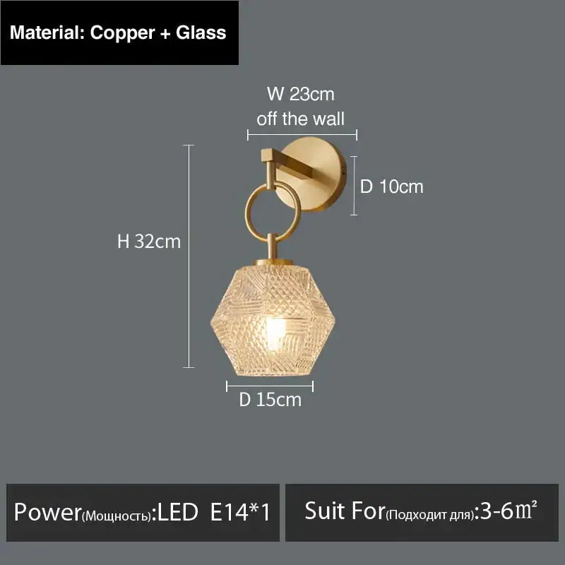 Postmodern luxury led wall lamp gold crystal sconce bedroom light