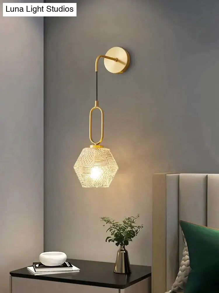 Postmodern luxury led wall lamp gold crystal sconce bedroom light
