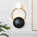 Postmodern orbital flush mount black & gold sconce for bedroom