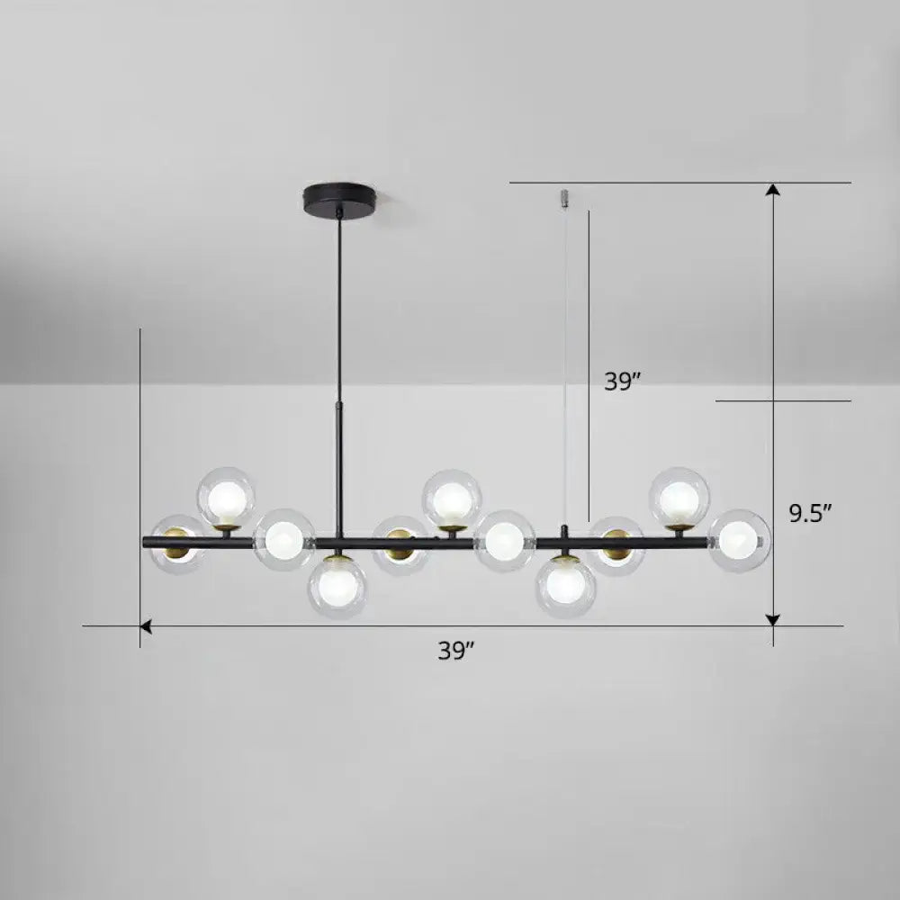 Postmodern smoke grey glass globe chandelier dining room light