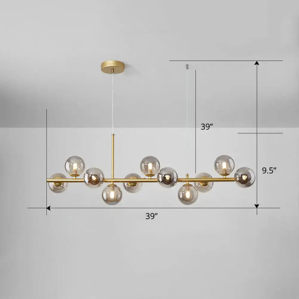 Postmodern smoke grey glass globe chandelier dining room light