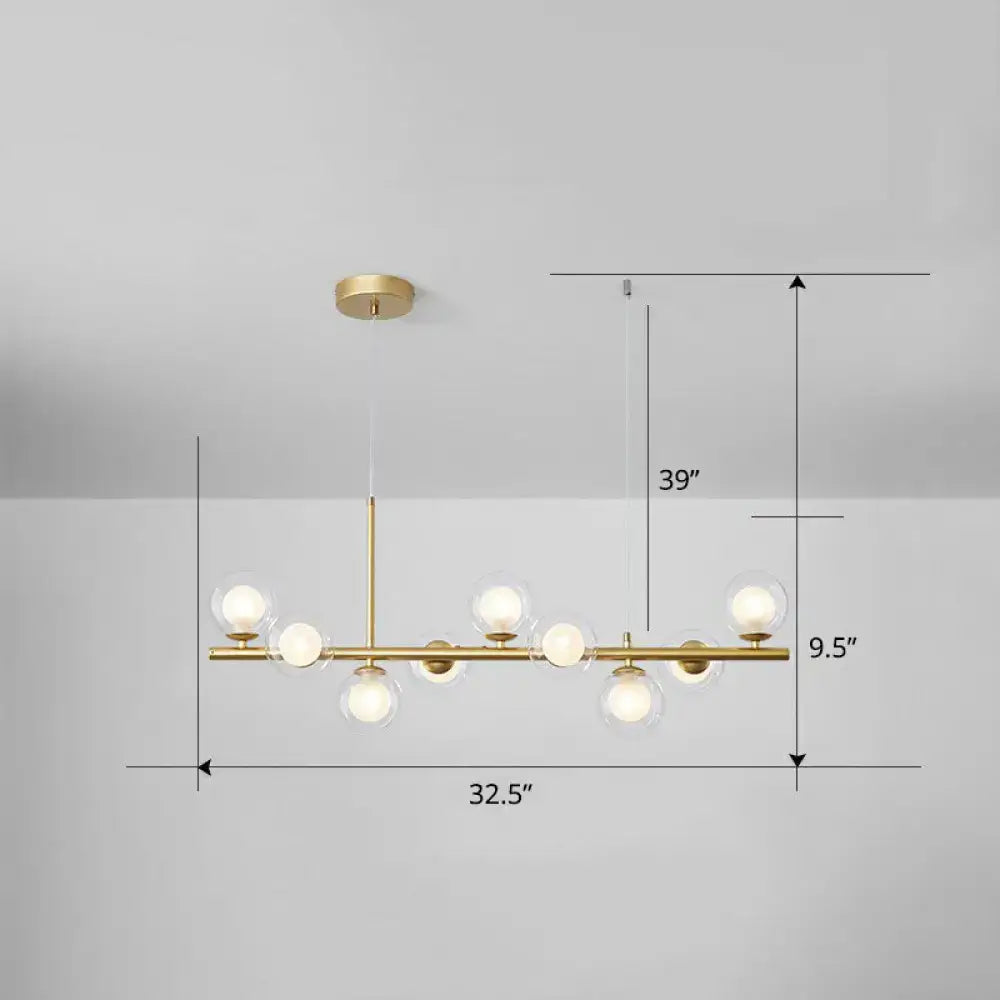 Postmodern smoke grey glass globe chandelier dining room light