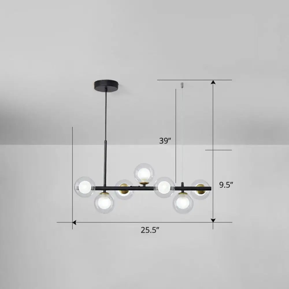 Postmodern smoke grey glass globe chandelier dining room light