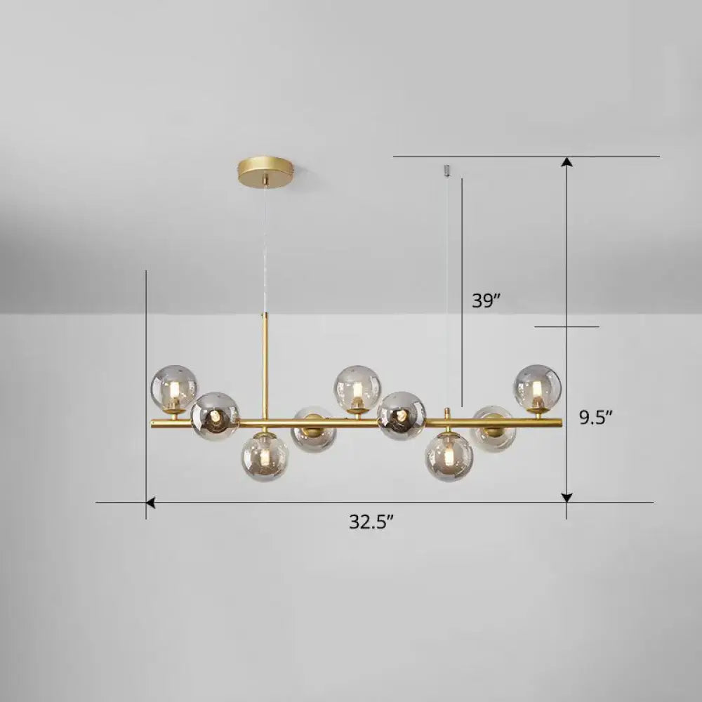 Postmodern smoke grey glass globe chandelier dining room light