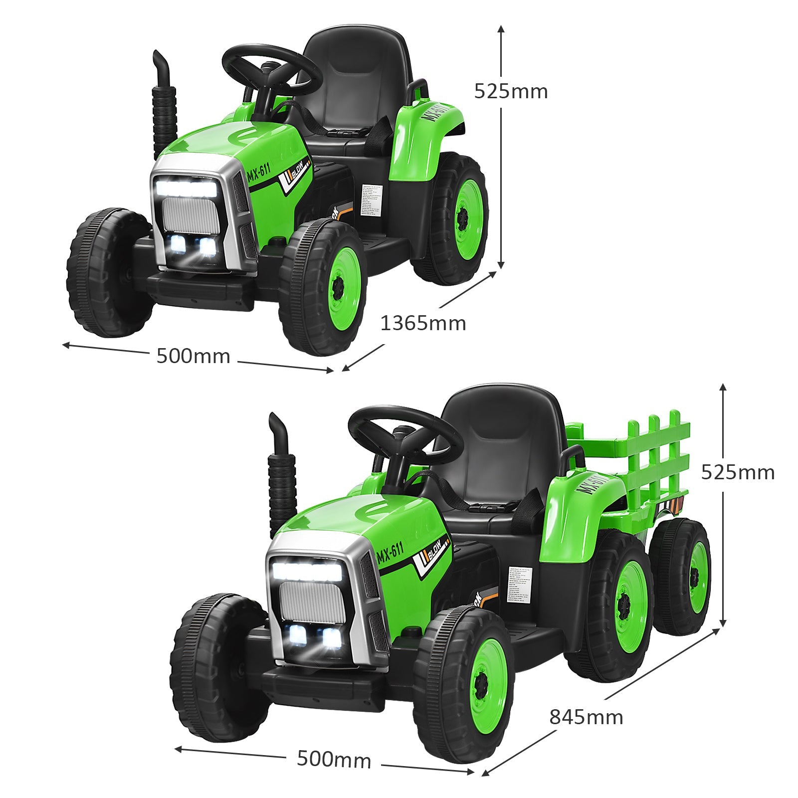 Power Up Your Child's Playtime with the Large Capacity Battery-Powered Ride-On Tractor and Trailer Set from Topbuy