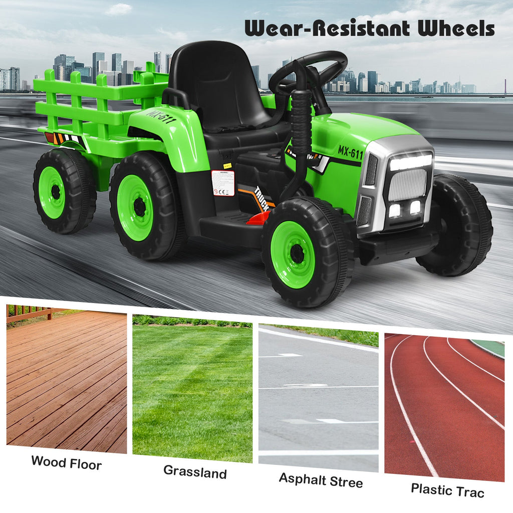 Power Up Your Child's Playtime with the Large Capacity Battery-Powered Ride-On Tractor and Trailer Set from Topbuy