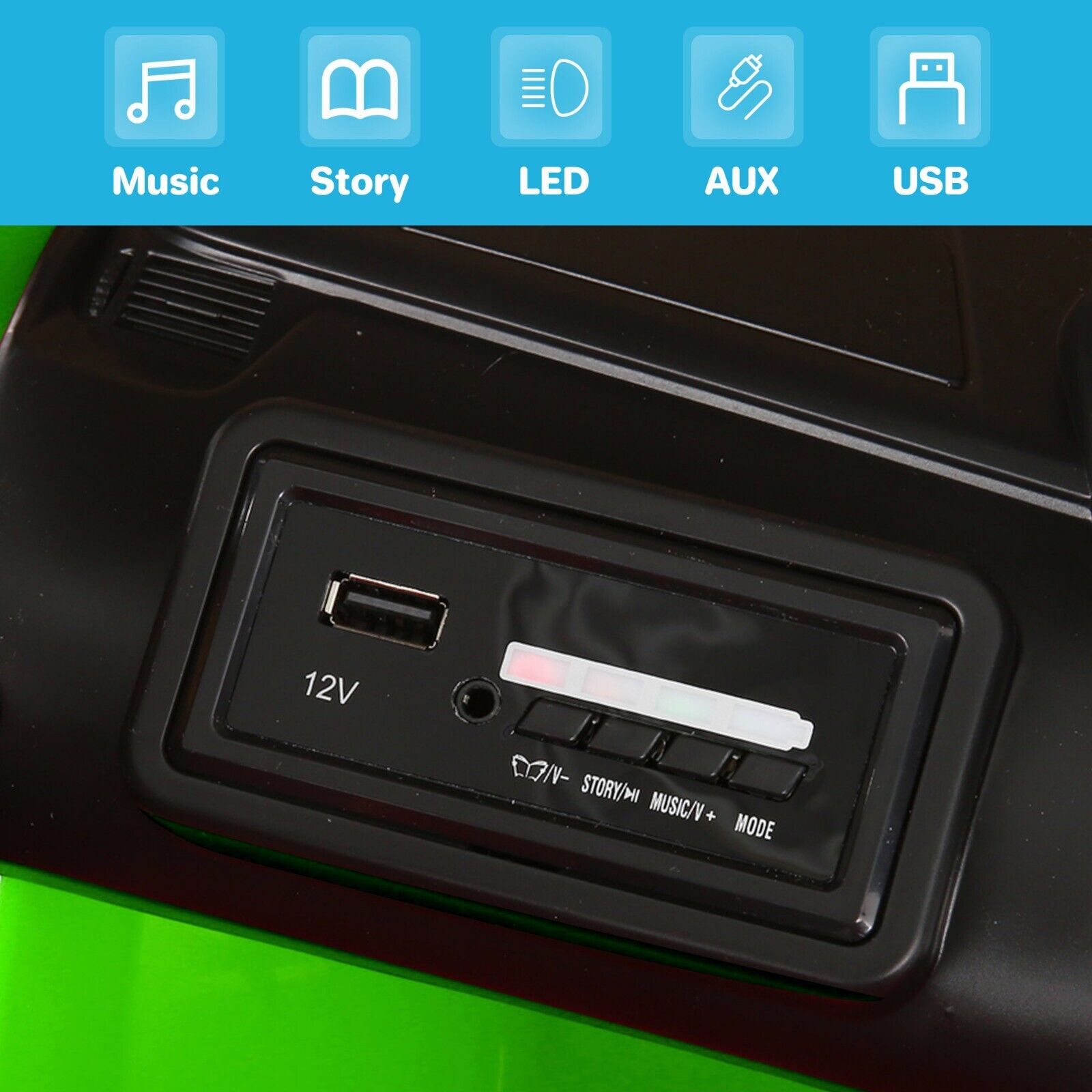 Electric Kids Ride-On Truck with Remote Control, USB, LED Lights, and 3 Speed Options - 12V