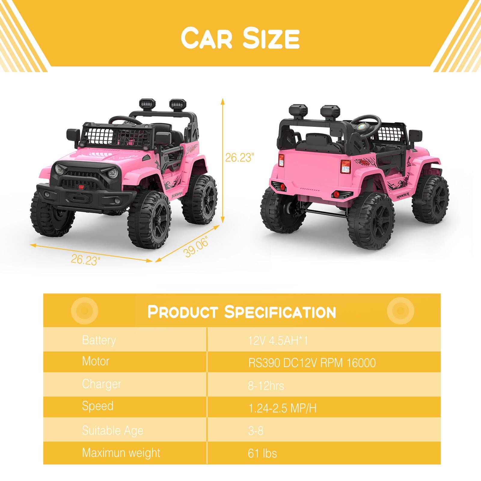 Premium 12V Electric Ride On Car for Kids with Remote Control and Spring Suspension