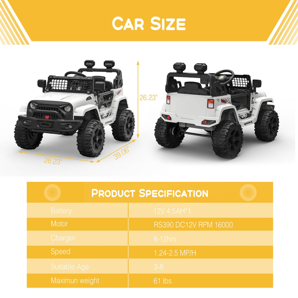 Premium 12V Electric Ride On Car for Kids with Remote Control and Spring Suspension